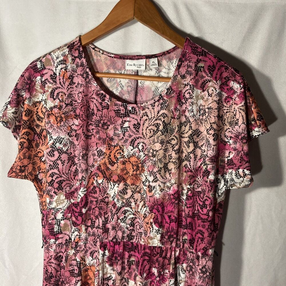 KIM ROGERS dress PL multicolor floral scoop neck dolman sleeves a-line - Picture 2 of 9